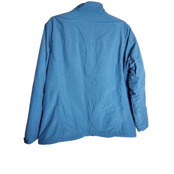 LL Bean Women 1X Blue Nylon Shell‎ Polyester Line Full Zip Snap Coat Plus Size - Picture 2 of 7